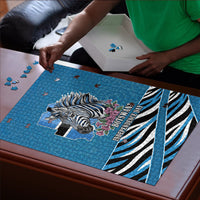 Botswana Independence Day Puzzle Flying Dove Graphic Zebra Portrait Flag Map