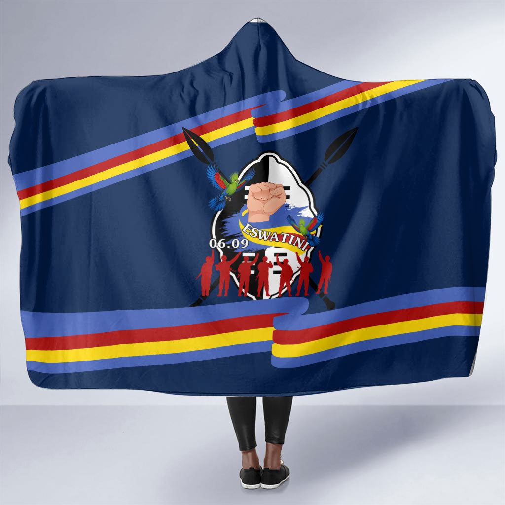 Eswatini Somhlolo Day Hooded Blanket Swazi Flag Tribal Shield Heritage Graphic