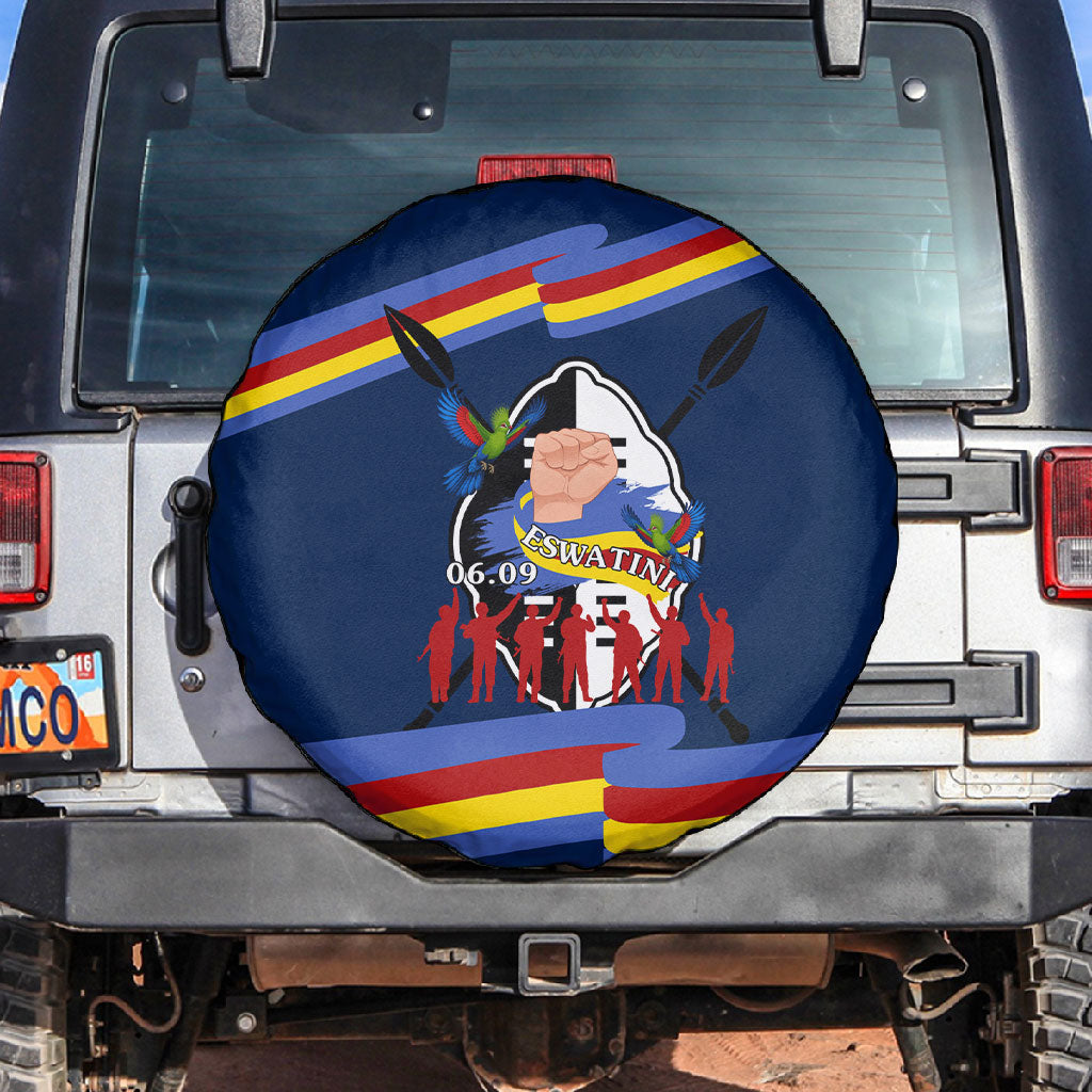 Eswatini Somhlolo Day Spare Tire Cover Swazi Flag Tribal Shield Heritage Graphic