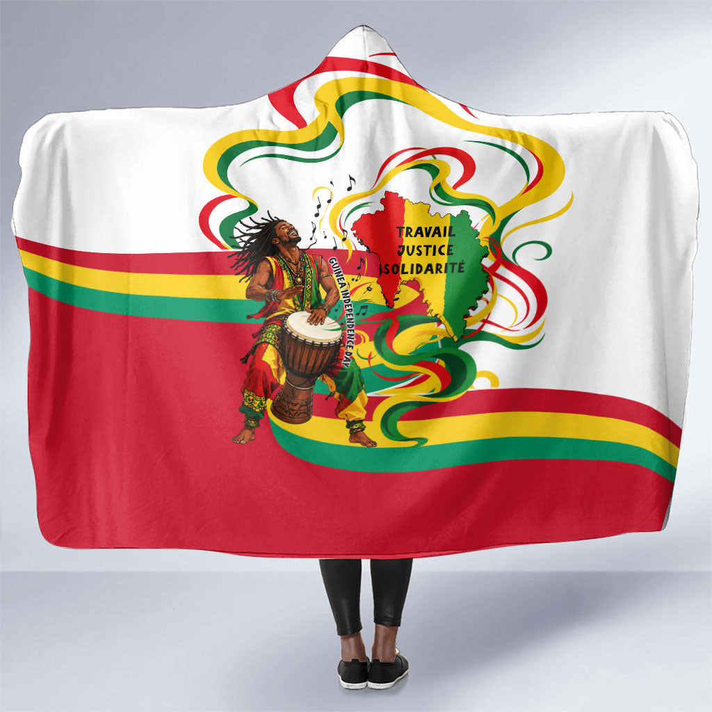 Guinea Independence Day Conakry Hooded Blanket African Flag Djembe Drum Freedom