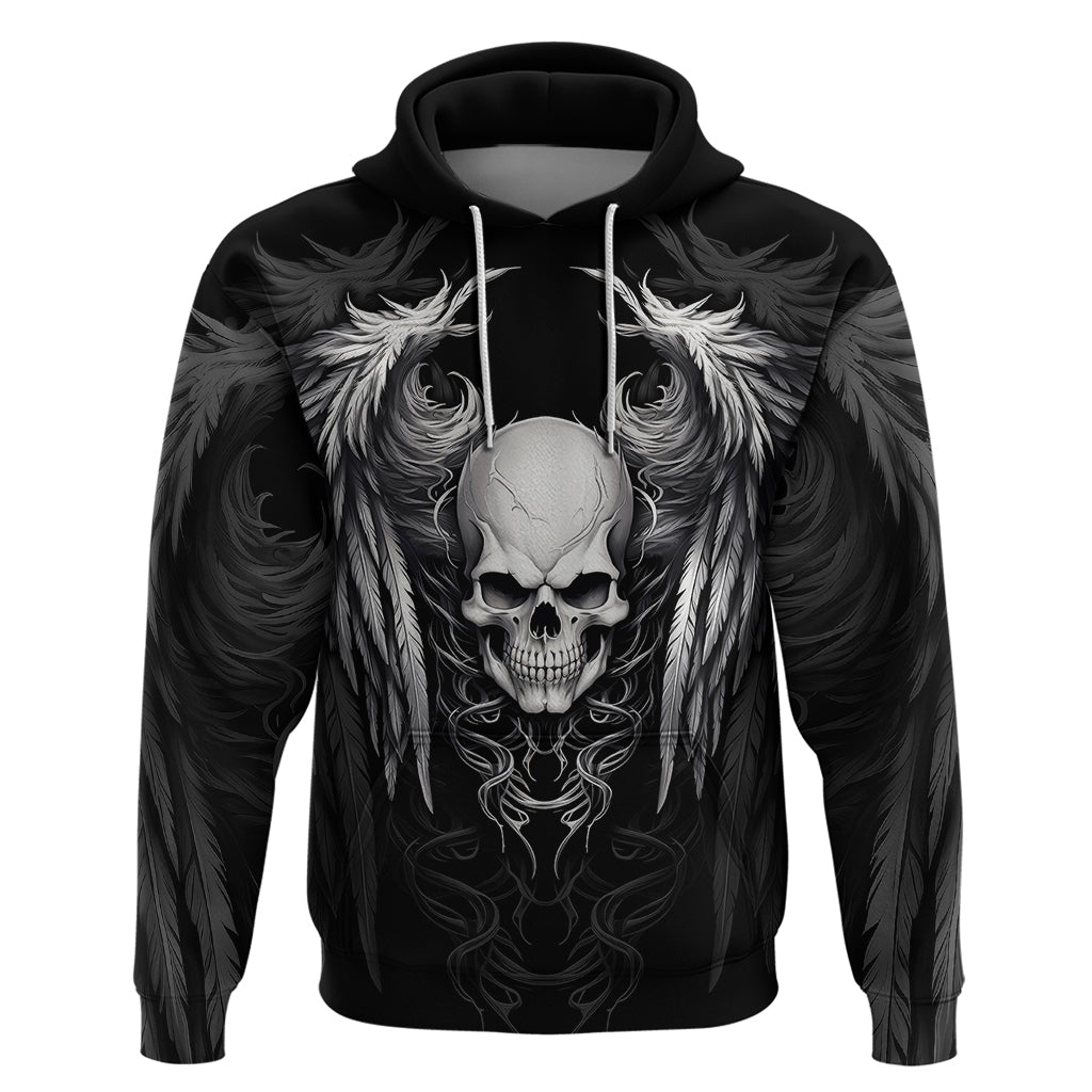 Skull and Wings Hoodie Even The Devil Was Once An Angel - Wonder Print Shop