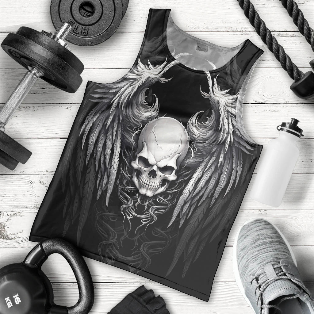 Skull and Wings Men Tank Top Even The Devil Was Once An Angel - Wonder Print Shop