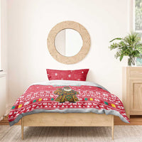 Cameroon Christmas Bedding Set with Red Snowflake Pattern Traditional Santa and Map Motif - Wonder Print Shop