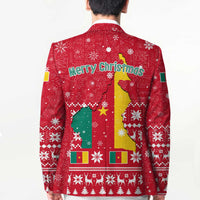 Cameroon Christmas Blazer with Red Snowflake Pattern Traditional Santa and Map Motif - Wonder Print Shop