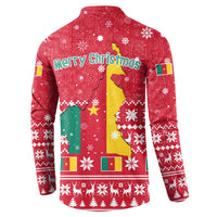 Cameroon Christmas Button Sweatshirt with Red Snowflake Pattern Traditional Santa and Map Motif - Wonder Print Shop