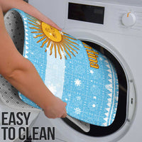 Argentina Christmas Bathroom Set with Blue-White Snowflake Pattern, Sun Emblem, and Map Motif - Wonder Print Shop