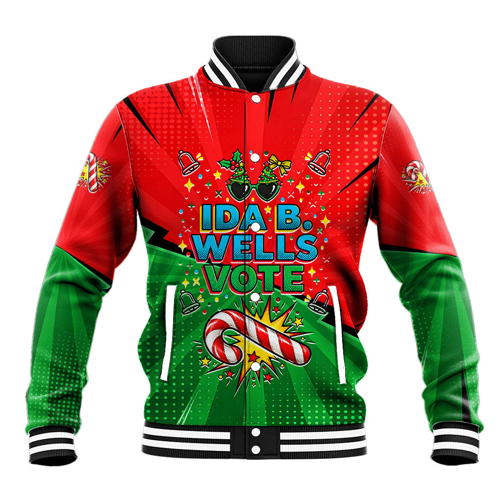 Ida B. Wells Fearless Baseball Jacket Festive Pop Art Comic Christmas
