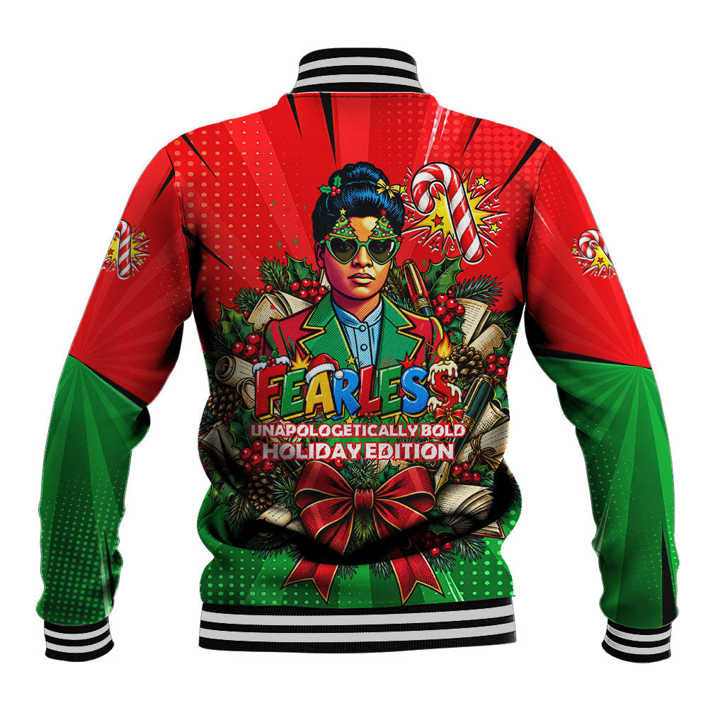 Ida B. Wells Fearless Baseball Jacket Festive Pop Art Comic Christmas