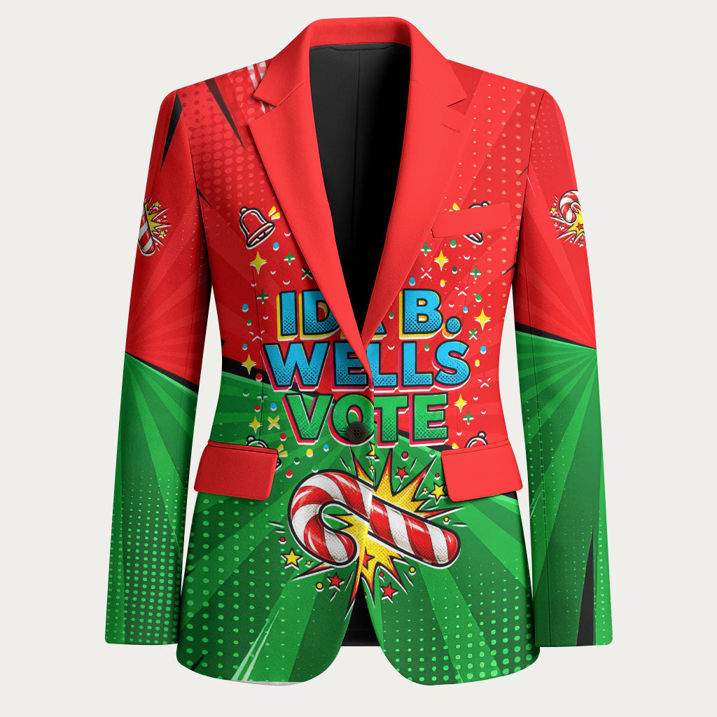 Ida B. Wells Fearless Blazer Festive Pop Art Comic Christmas