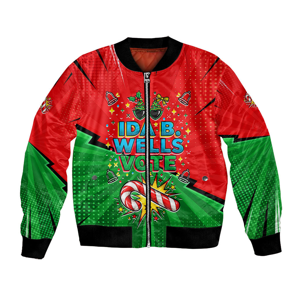 Ida B. Wells Fearless Bomber Jacket Festive Pop Art Comic Christmas