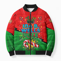 Ida B. Wells Fearless Bomber Puffer Jacket Festive Pop Art Comic Christmas
