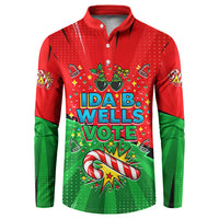 Ida B. Wells Fearless Button Sweatshirt Festive Pop Art Comic Christmas