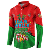 Ida B. Wells Fearless Button Sweatshirt Festive Pop Art Comic Christmas