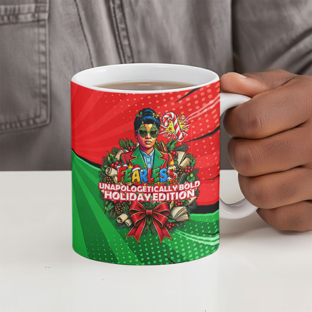 Ida B. Wells Fearless Ceramic Mug Festive Pop Art Comic Christmas