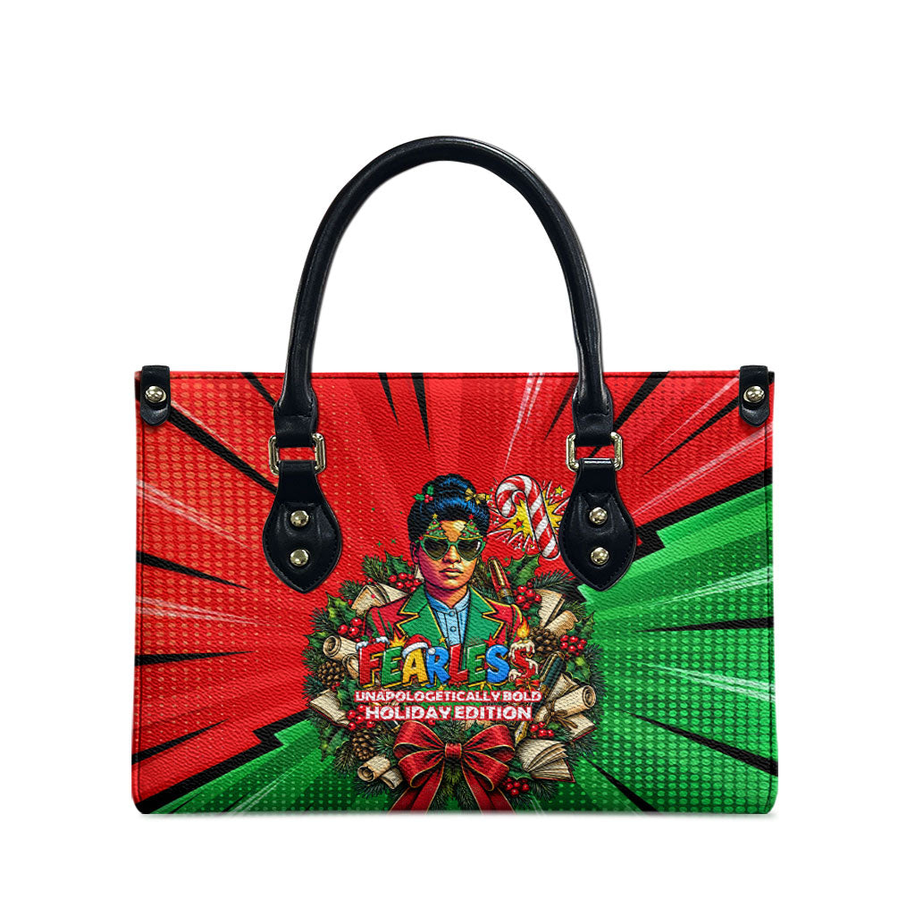 Ida B. Wells Fearless Leather Bag Festive Pop Art Comic Christmas