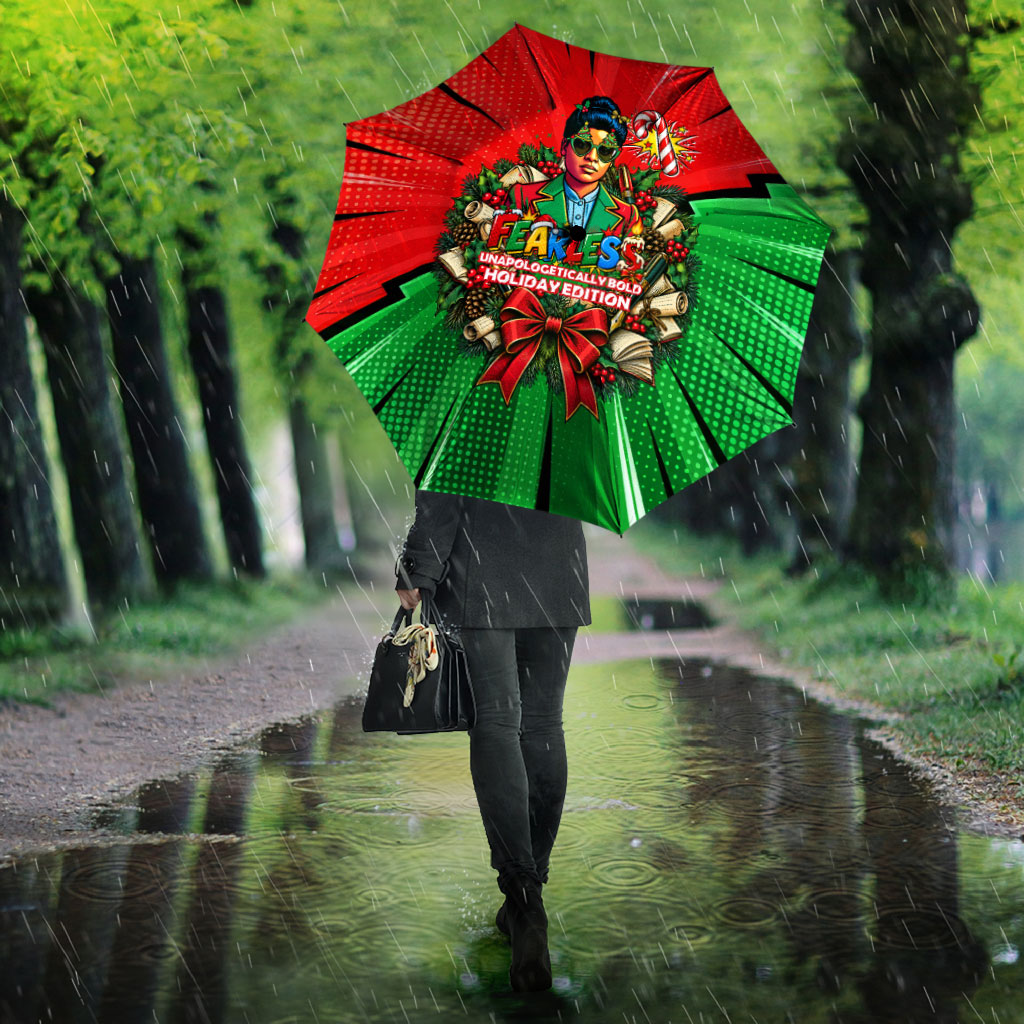 Ida B. Wells Fearless Umbrella Festive Pop Art Comic Christmas