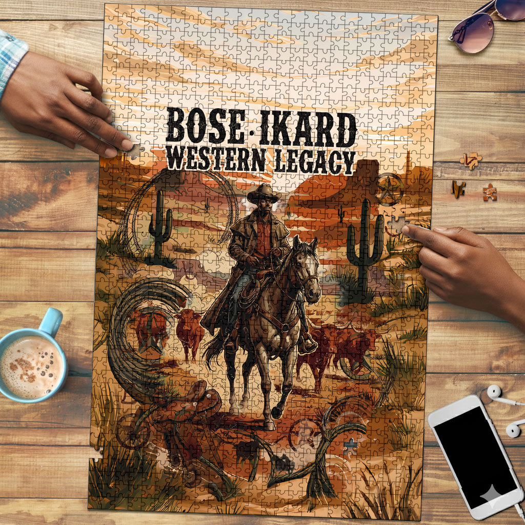 Bose Ikard Black Cowboy Texas Trail Driver Puzzle Vintage Western Desert Collage African American History Art
