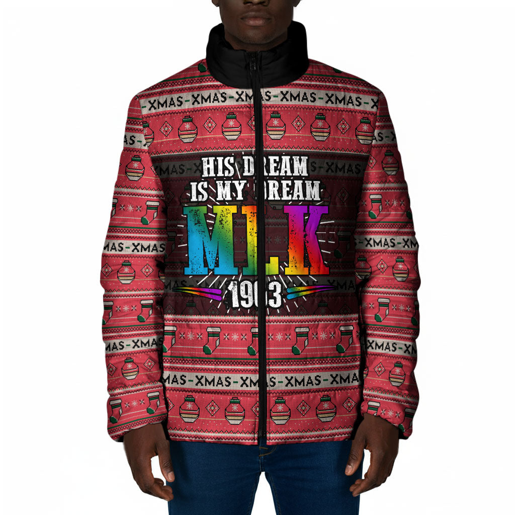 Martin Luther King Jr Christmas Padded Jacket Civil Rights Quote Rainbow Gradient