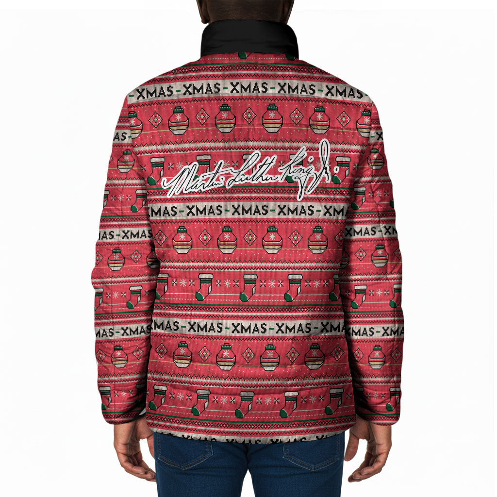 Martin Luther King Jr Christmas Padded Jacket Civil Rights Quote Rainbow Gradient