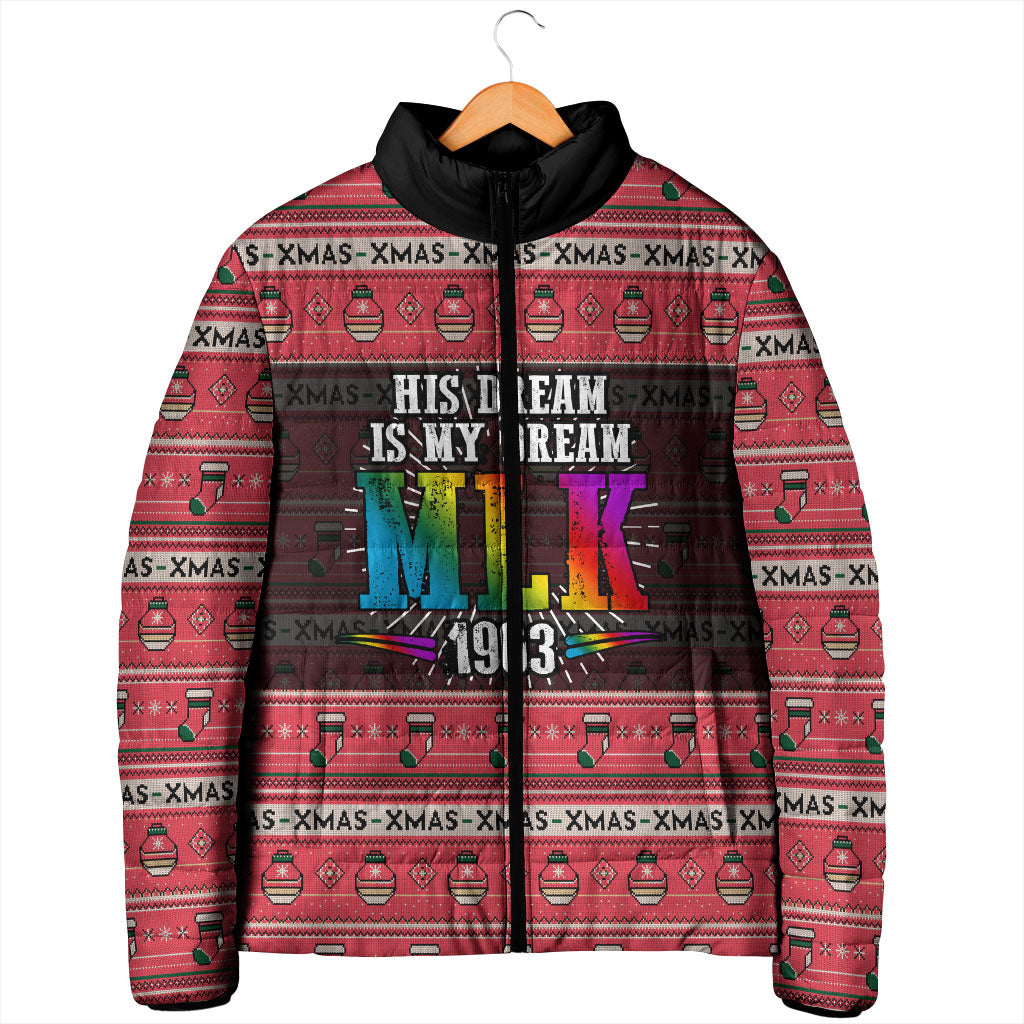 Martin Luther King Jr Christmas Padded Jacket Civil Rights Quote Rainbow Gradient