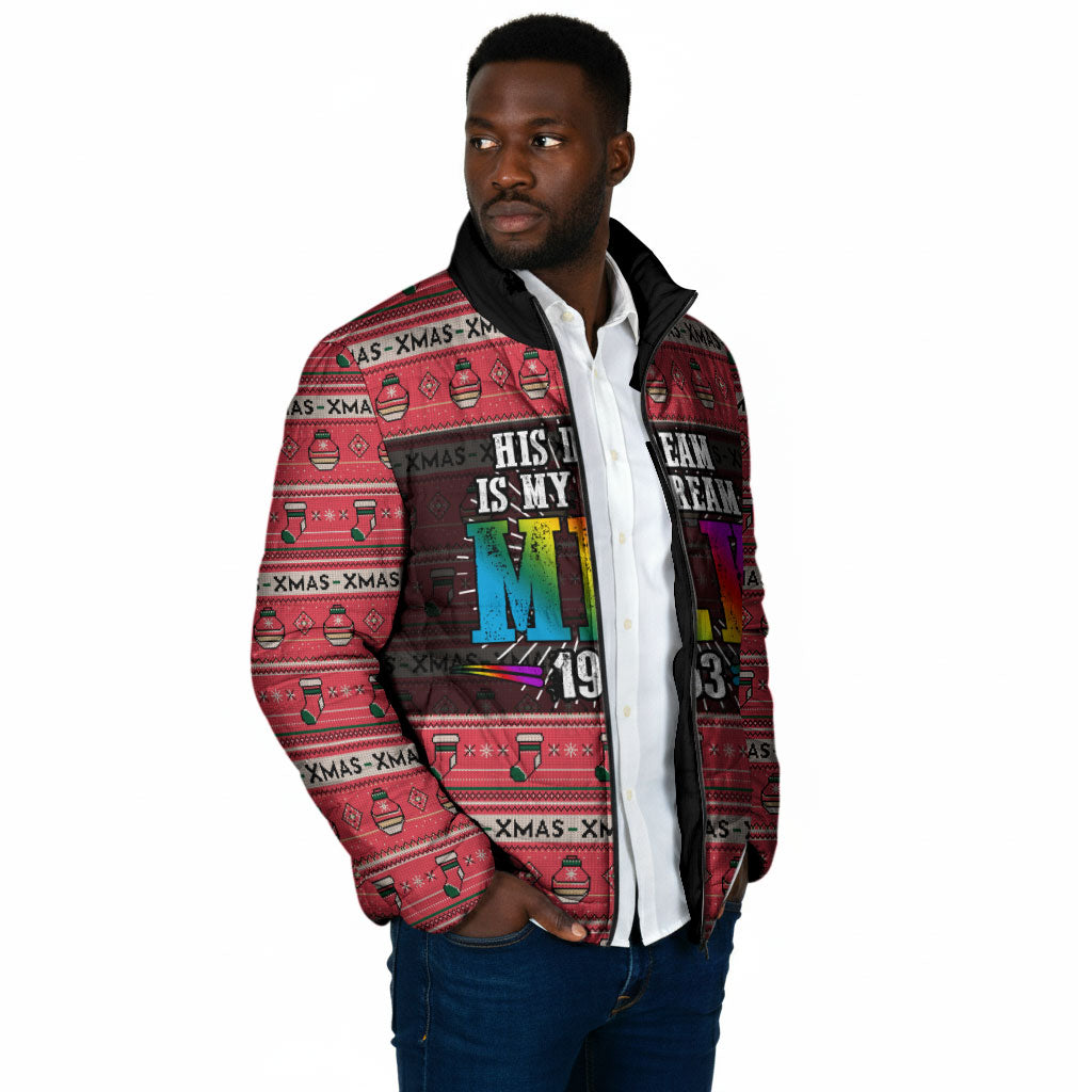 Martin Luther King Jr Christmas Padded Jacket Civil Rights Quote Rainbow Gradient