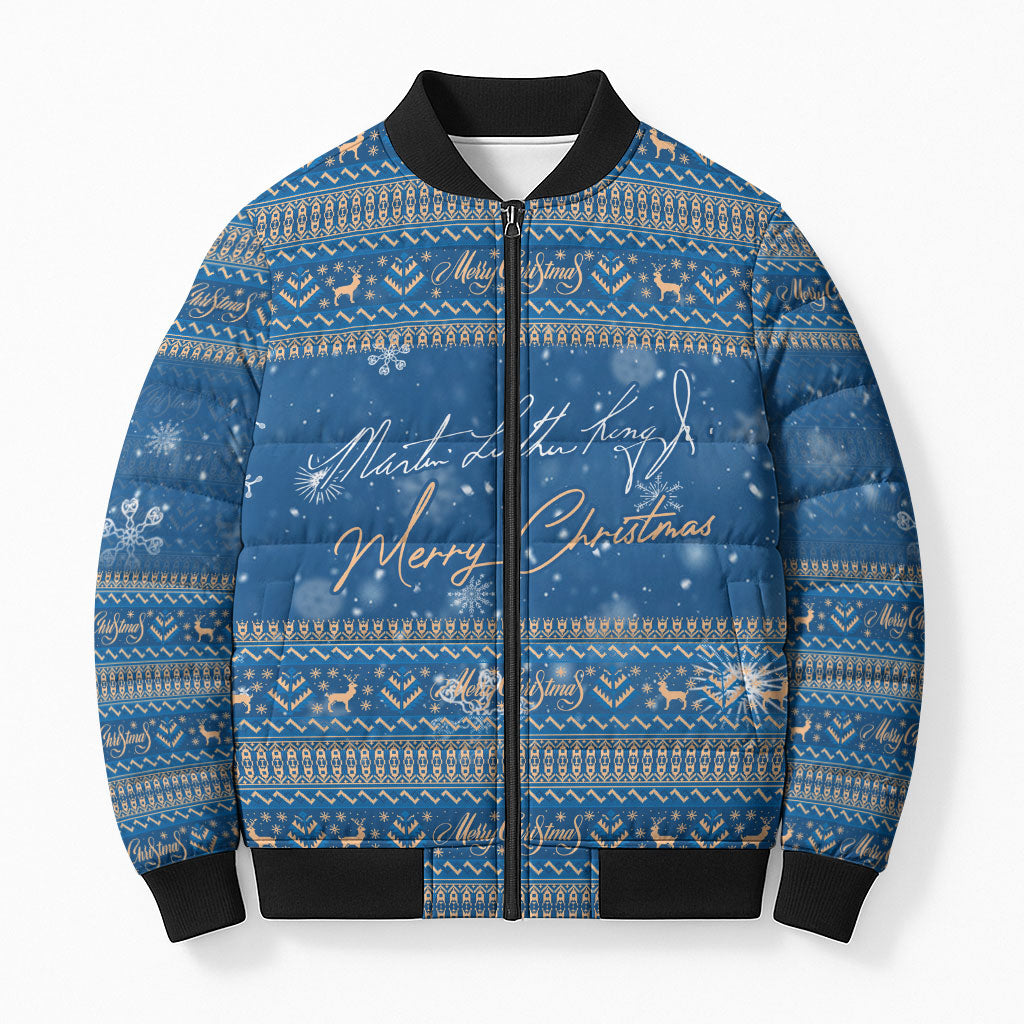 Martin Luther King Jr Christmas Bomber Puffer Jacket I Have A Dream Quote Ugly Sweater Knitted Pattern