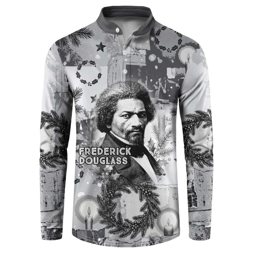 Frederick Douglass Christmas Button Sweatshirt Vintage Portrait Vintage Newspaper Collage Liberty Bell