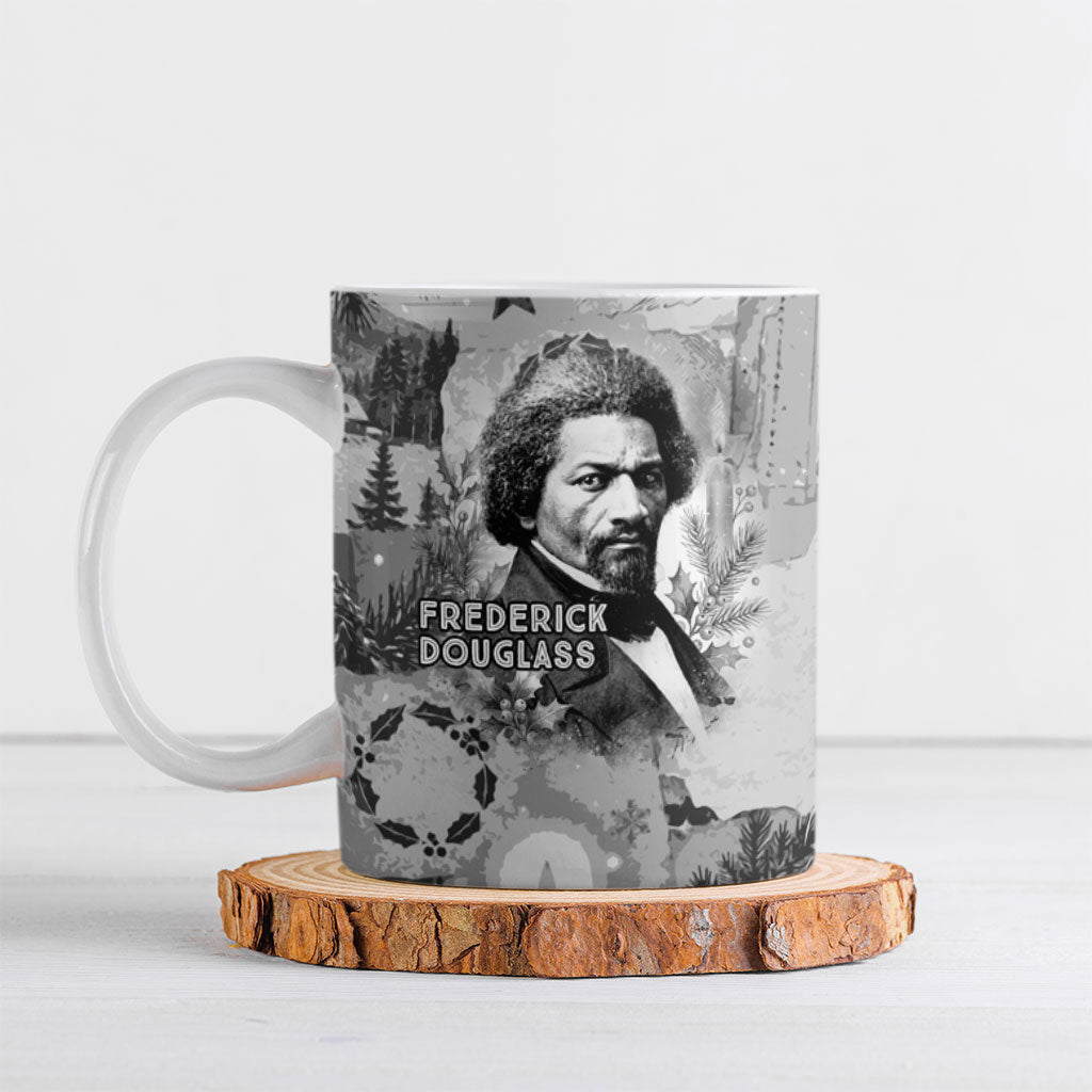 Frederick Douglass Christmas Ceramic Mug Vintage Portrait Vintage Newspaper Collage Liberty Bell