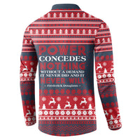 Frederick Douglass Christmas Button Sweatshirt Power Concedes Nothing Quote Ugly Sweater Knitted Pattern