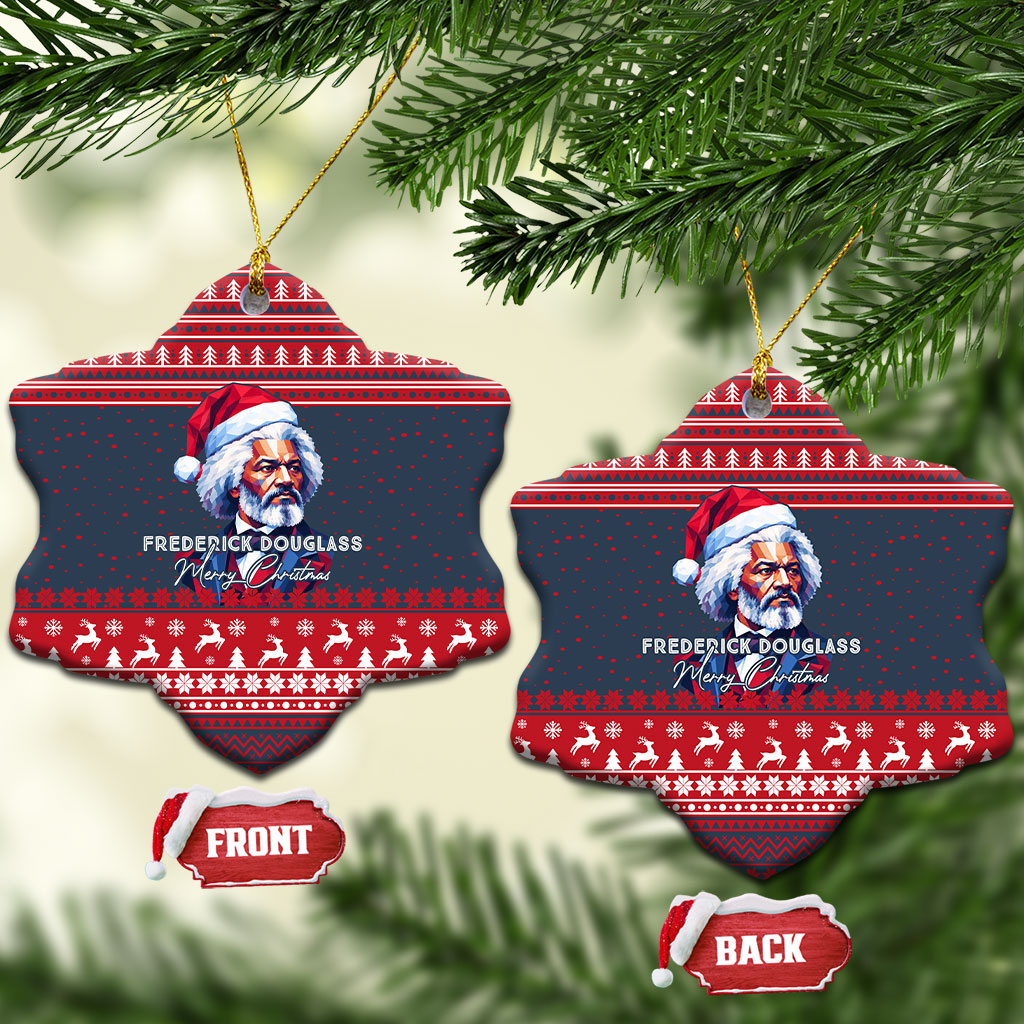 Frederick Douglass Christmas Ceramic Ornament Power Concedes Nothing Quote Ugly Knitted Pattern