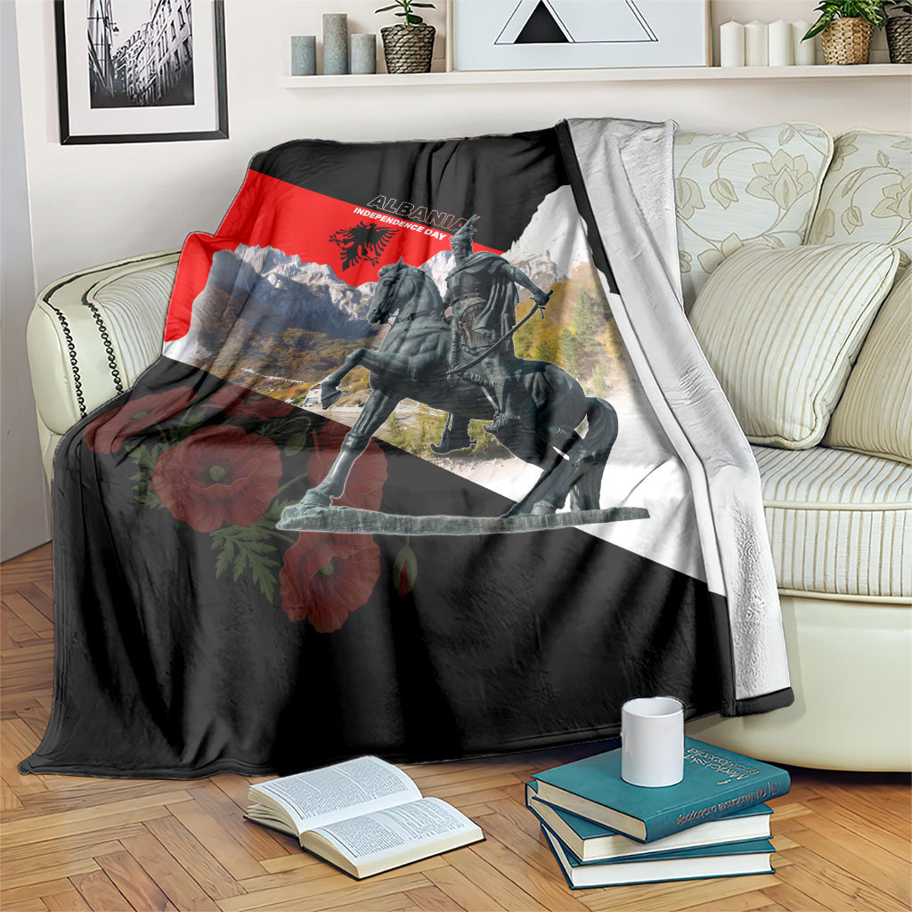Albania Independence Day Skanderbeg Blanket Patriotic Double Headed Eagle And Poppy Flowers