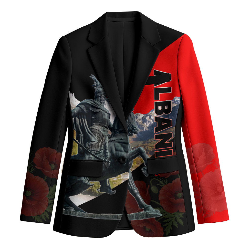 Albania Independence Day Skanderbeg Blazer Patriotic Double Headed Eagle And Poppy Flowers
