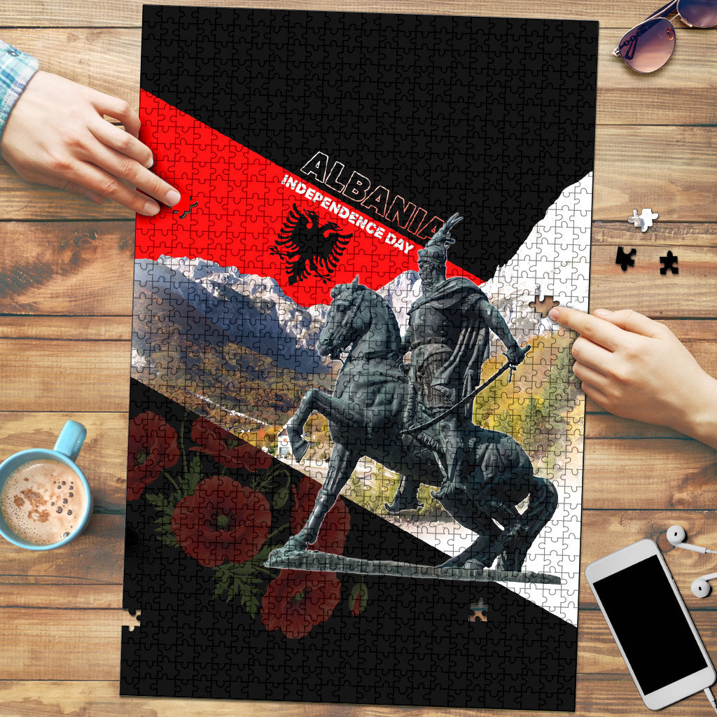 Albania Independence Day Skanderbeg Puzzle Patriotic Double Headed Eagle And Poppy Flowers