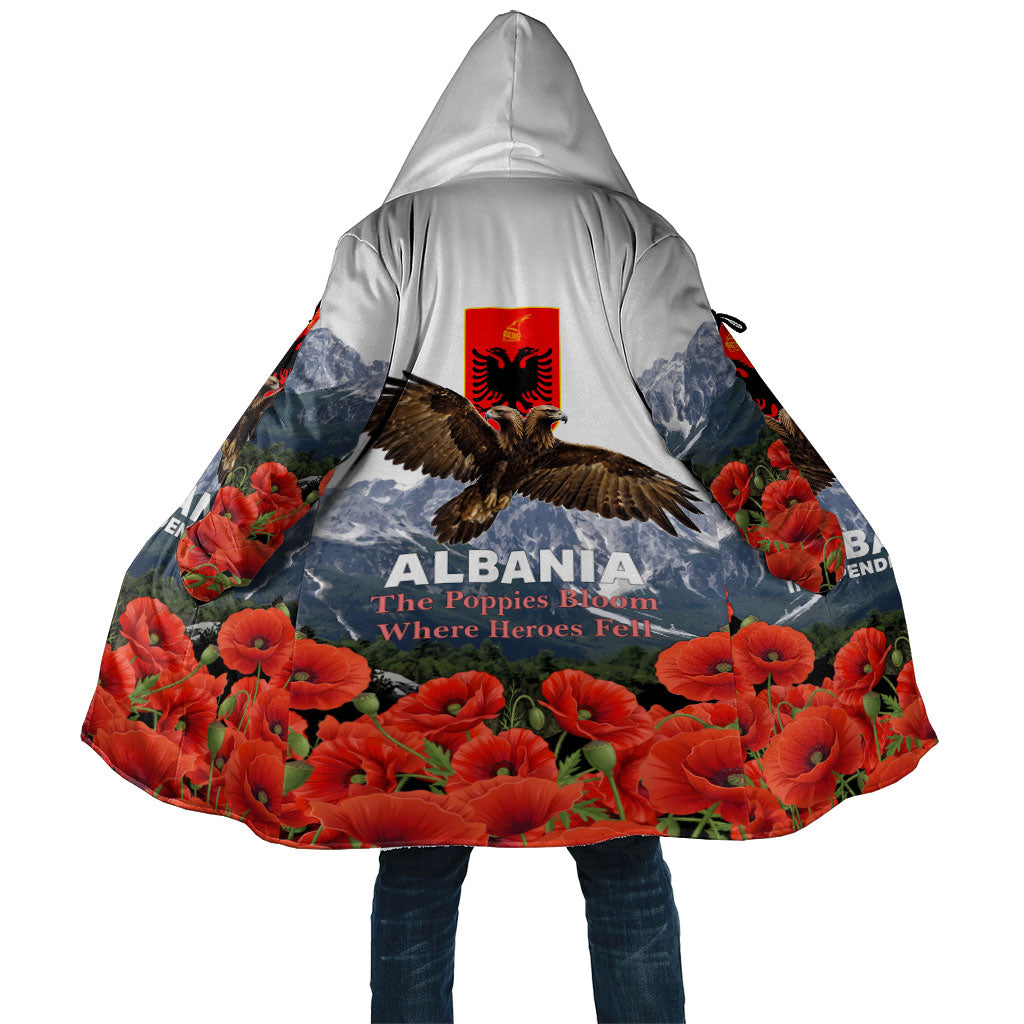 Albania Independence Day Eagle Cloak Patriotic Mountain Landscape And Red Poppies