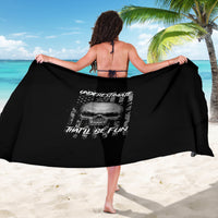 Black sarong with skull graphic and "Underestimate Me That'll Be Fun" print
