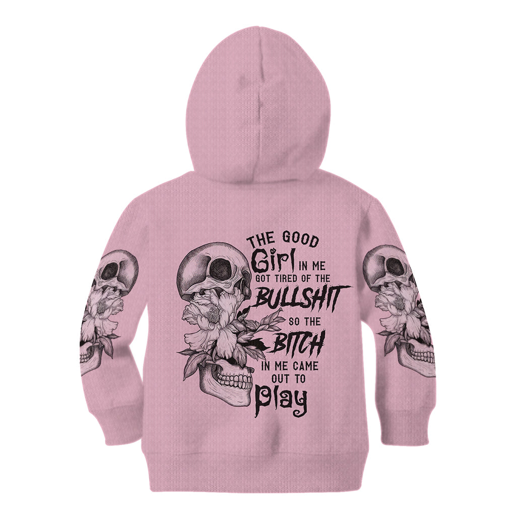 The Good Girl In Me Got Tired Skull Kid Hoodie - Wonder Print Shop