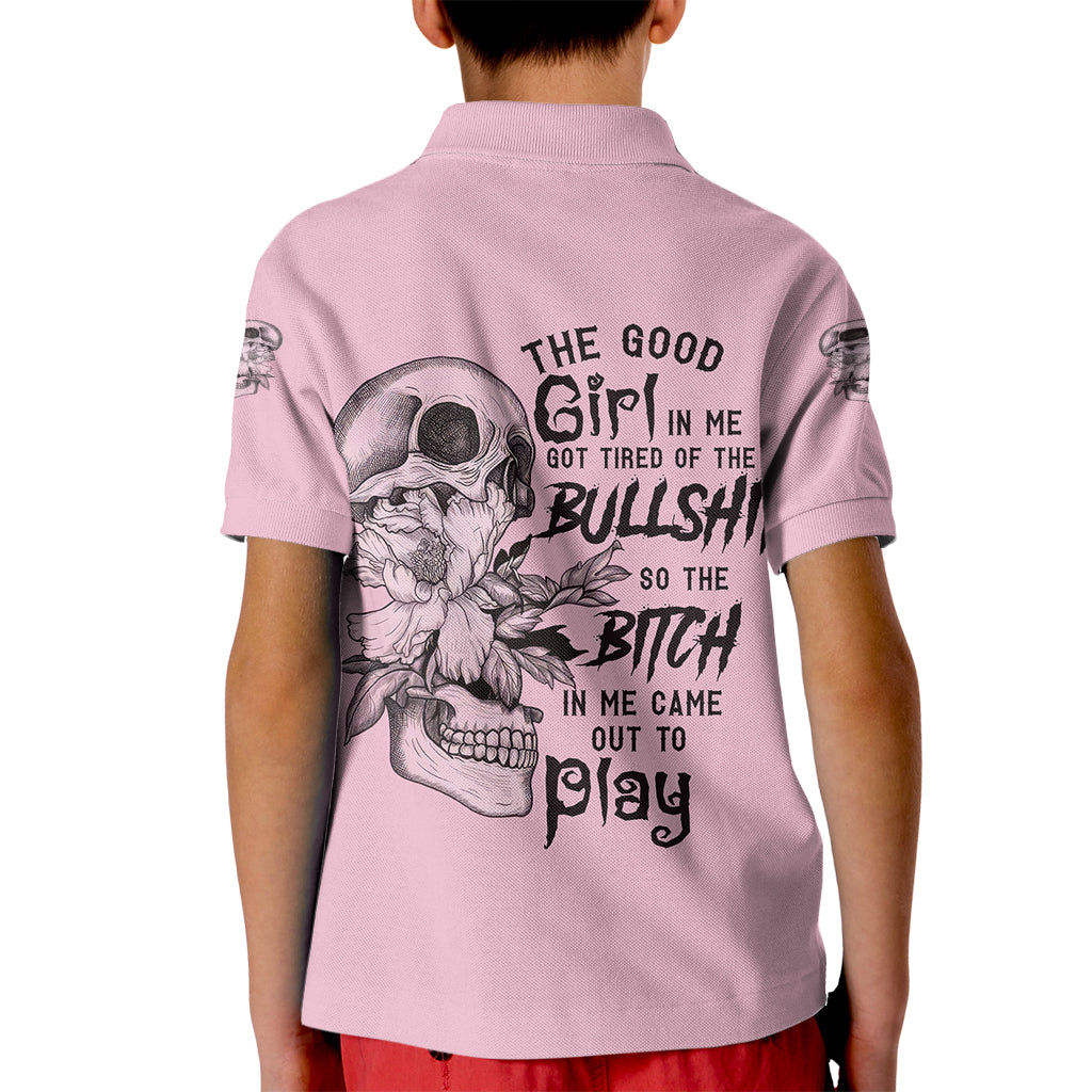 The Good Girl In Me Got Tired Skull Kid Polo Shirt - Wonder Print Shop