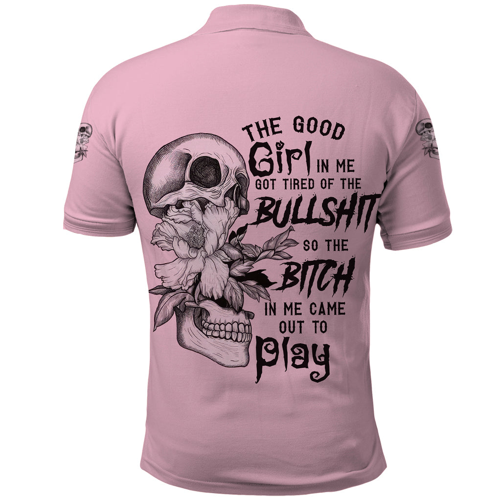 The Good Girl In Me Got Tired Skull Polo Shirt - Wonder Print Shop