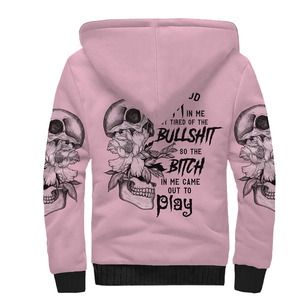 The Good Girl In Me Got Tired Skull Sherpa Hoodie - Wonder Print Shop