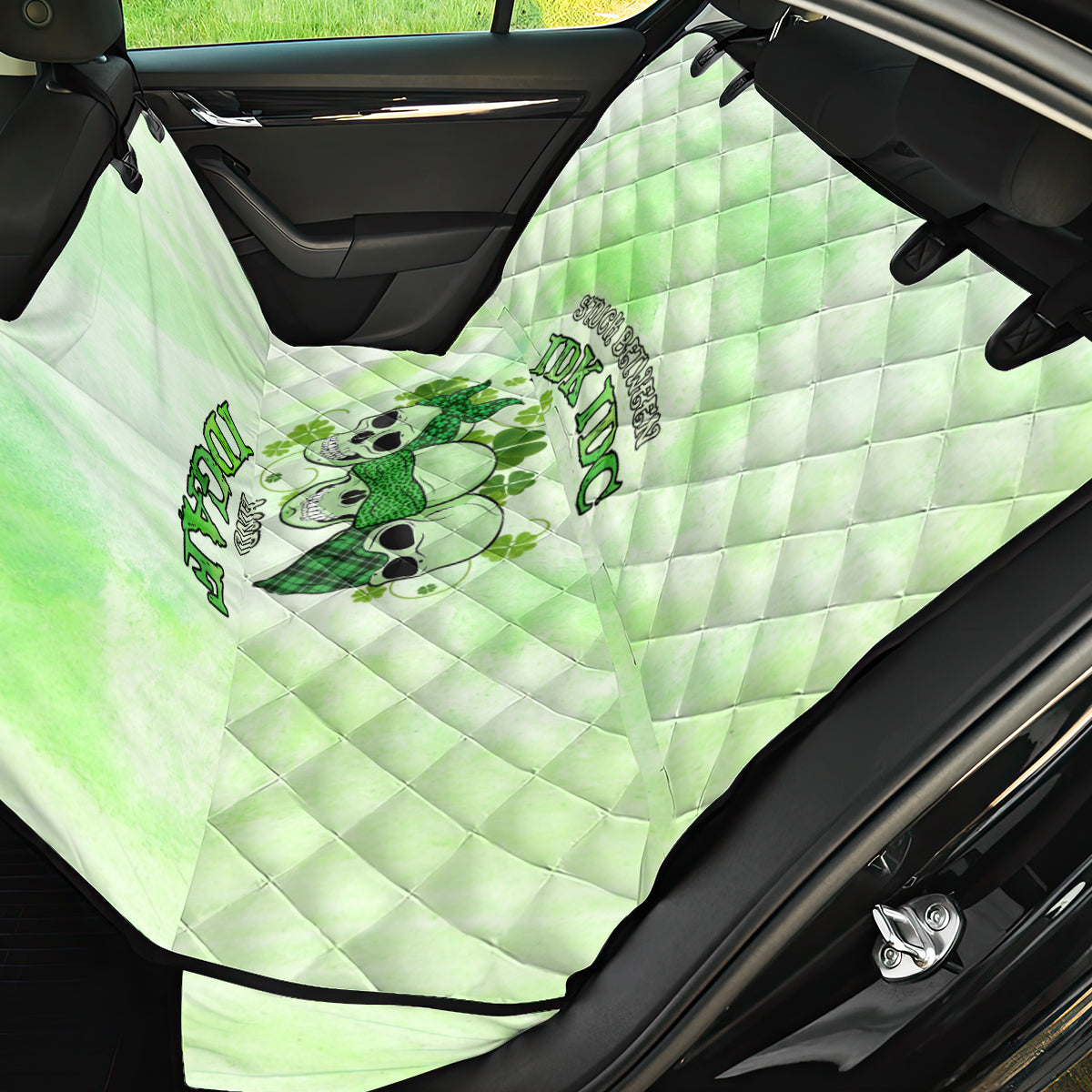 Stuck Between Idk Idc And Idgaf Rose Skull Patrick's Day Back Car Seat Cover - Wonder Print Shop