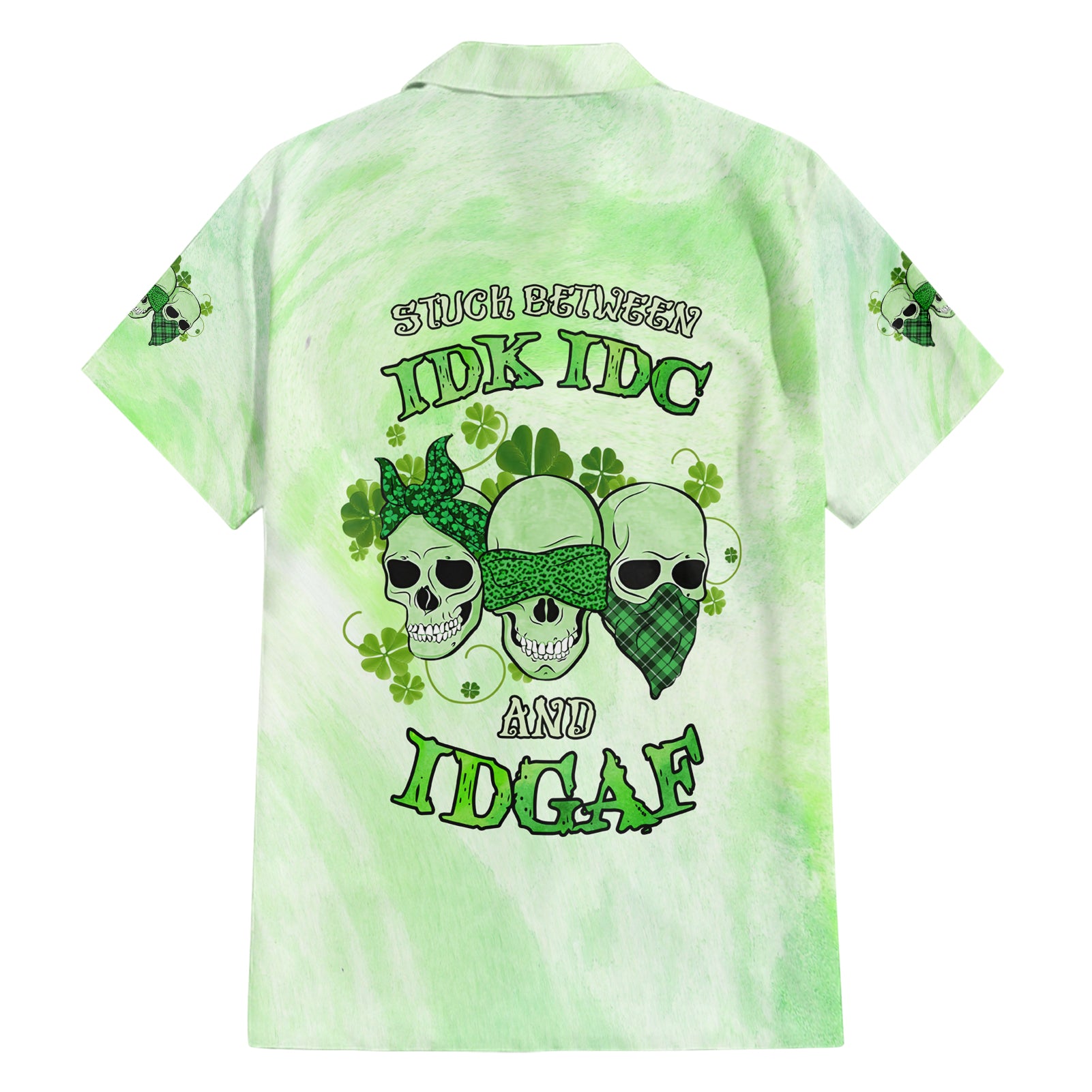 Stuck Between Idk Idc And Idgaf Rose Skull Patrick's Day Hawaiian Shirt - Wonder Print Shop