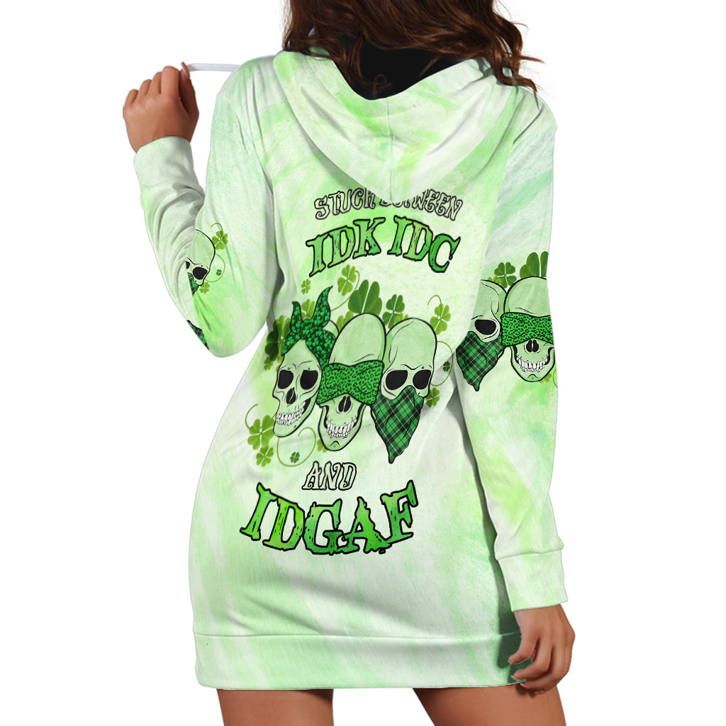 Stuck Between Idk Idc And Idgaf Rose Skull Patrick's Day Hoodie Dress - Wonder Print Shop