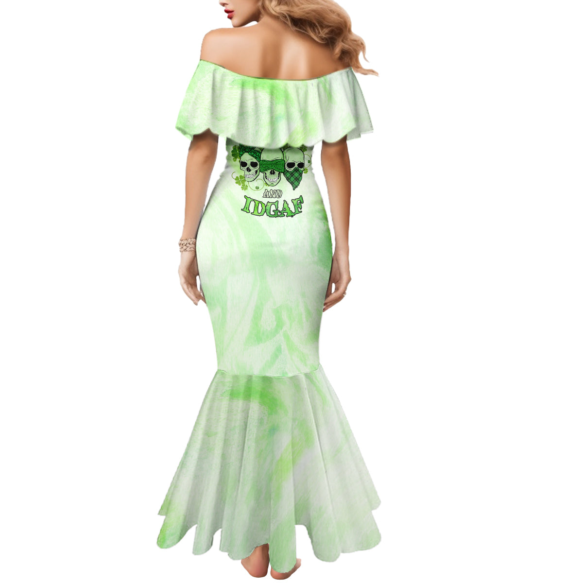 Stuck Between Idk Idc And Idgaf Rose Skull Patrick's Day Mermaid Dress - Wonder Print Shop