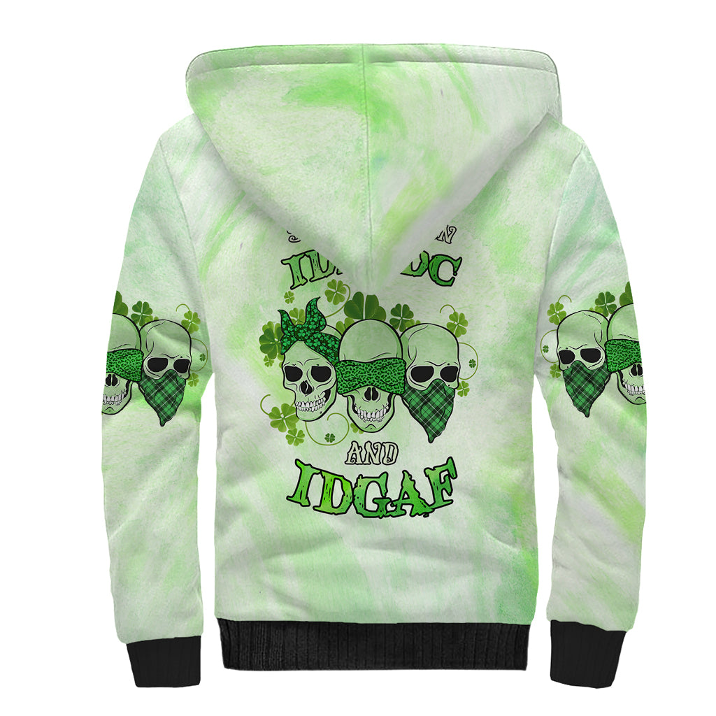 Stuck Between Idk Idc And Idgaf Rose Skull Patrick's Day Sherpa Hoodie - Wonder Print Shop