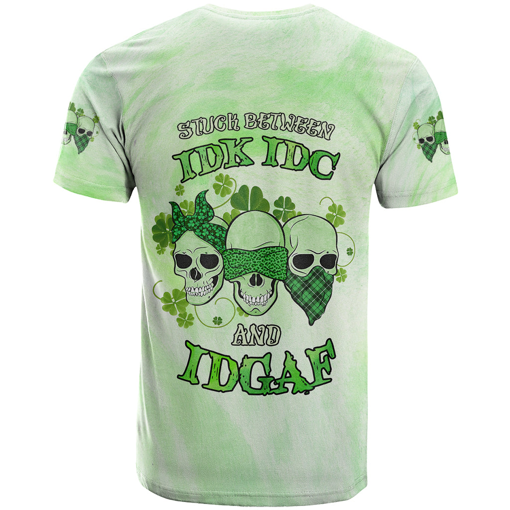 Stuck Between Idk Idc And Idgaf Rose Skull Patrick's Day T Shirt - Wonder Print Shop