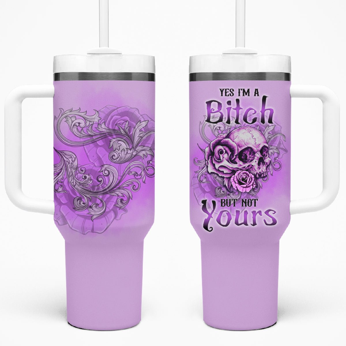 Yes I'm A B But Not Yours Purple Tumbler With Handle - Wonder Print Shop