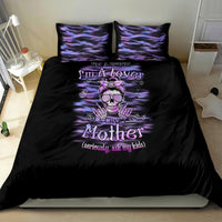Black duvet set with purple skull graphic, duvet cover and two matching pillowcases