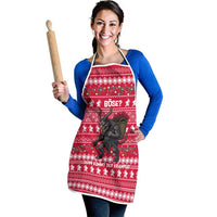 Austria Christmas Apron with German Text Red Pattern and Festive Lights - Wonder Print Shop