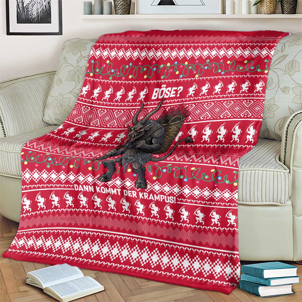 Austria Christmas Blanket with German Text Red Pattern and Festive Lights - Wonder Print Shop