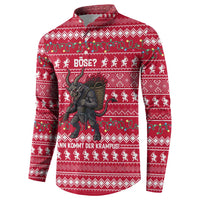 Austria Christmas Button Sweatshirt with German Text Red Pattern and Festive Lights - Wonder Print Shop